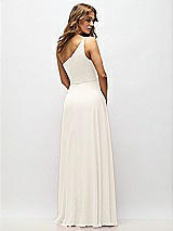 Alt View 3 Thumbnail - Ivory One-Shoulder Chiffon Maxi Dress with Shirred Front Slit
