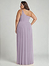 Alt View 2 Thumbnail - Lilac Haze One-Shoulder Chiffon Maxi Dress with Shirred Front Slit