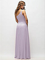 Alt View 3 Thumbnail - Lilac Haze One-Shoulder Chiffon Maxi Dress with Shirred Front Slit