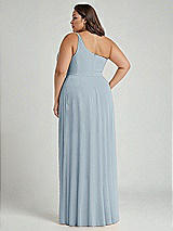 Alt View 2 Thumbnail - Mist One-Shoulder Chiffon Maxi Dress with Shirred Front Slit