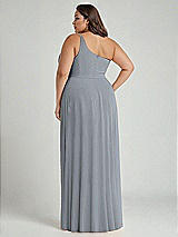 Alt View 2 Thumbnail - Platinum One-Shoulder Chiffon Maxi Dress with Shirred Front Slit