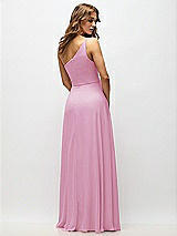 Alt View 3 Thumbnail - Powder Pink One-Shoulder Chiffon Maxi Dress with Shirred Front Slit