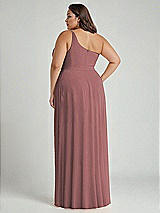 Alt View 2 Thumbnail - Rosewood One-Shoulder Chiffon Maxi Dress with Shirred Front Slit