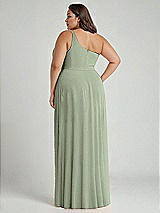 Alt View 2 Thumbnail - Sage One-Shoulder Chiffon Maxi Dress with Shirred Front Slit