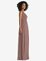 Side View Thumbnail - Sienna One-Shoulder Chiffon Maxi Dress with Shirred Front Slit