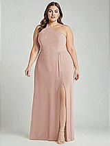 Alt View 1 Thumbnail - Toasted Sugar One-Shoulder Chiffon Maxi Dress with Shirred Front Slit