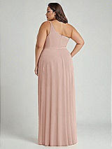 Alt View 2 Thumbnail - Toasted Sugar One-Shoulder Chiffon Maxi Dress with Shirred Front Slit