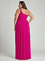 Alt View 2 Thumbnail - Think Pink One-Shoulder Chiffon Maxi Dress with Shirred Front Slit