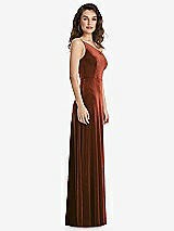 Side View Thumbnail - Auburn Moon One-Shoulder Spaghetti Strap Velvet Maxi Dress with Pockets