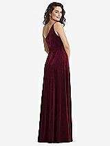 Rear View Thumbnail - Cabernet One-Shoulder Spaghetti Strap Velvet Maxi Dress with Pockets