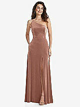 Alt View 1 Thumbnail - Tawny Rose One-Shoulder Spaghetti Strap Velvet Maxi Dress with Pockets