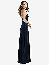 Side View Thumbnail - Midnight Navy High Neck Halter Open-Back Velvet Dress - Alix