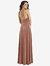 Rear View Thumbnail - Tawny Rose High Neck Halter Open-Back Velvet Dress - Alix