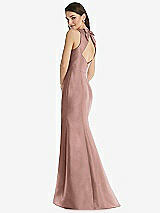 Rear View Thumbnail - Neu Nude Jewel Neck Bowed Open-Back Trumpet Dress with Front Slit