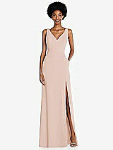 Front View Thumbnail - Cameo Square Low-Back A-Line Dress with Front Slit and Pockets