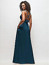 Alt View 4 Thumbnail - Atlantic Blue Deep V-Neck Shirred Skirt Maxi Dress with Convertible Straps