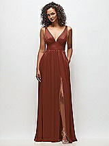 Alt View 2 Thumbnail - Auburn Moon Deep V-Neck Shirred Skirt Maxi Dress with Convertible Straps