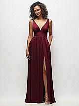 Alt View 2 Thumbnail - Cabernet Deep V-Neck Shirred Skirt Maxi Dress with Convertible Straps