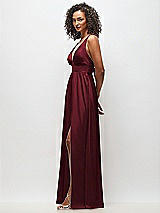 Alt View 3 Thumbnail - Cabernet Deep V-Neck Shirred Skirt Maxi Dress with Convertible Straps