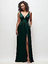 Alt View 2 Thumbnail - Evergreen Deep V-Neck Shirred Skirt Maxi Dress with Convertible Straps