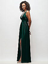 Alt View 3 Thumbnail - Evergreen Deep V-Neck Shirred Skirt Maxi Dress with Convertible Straps