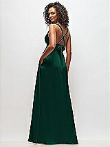 Alt View 4 Thumbnail - Hunter Green Deep V-Neck Shirred Skirt Maxi Dress with Convertible Straps