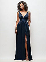 Alt View 2 Thumbnail - Midnight Navy Deep V-Neck Shirred Skirt Maxi Dress with Convertible Straps