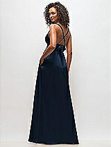 Alt View 4 Thumbnail - Midnight Navy Deep V-Neck Shirred Skirt Maxi Dress with Convertible Straps