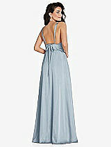 Rear View Thumbnail - Mist Deep V-Neck Shirred Skirt Maxi Dress with Convertible Straps