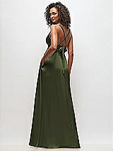 Alt View 4 Thumbnail - Olive Green Deep V-Neck Shirred Skirt Maxi Dress with Convertible Straps