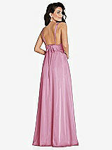 Rear View Thumbnail - Powder Pink Deep V-Neck Shirred Skirt Maxi Dress with Convertible Straps