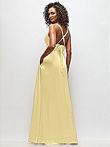 Alt View 4 Thumbnail - Pale Yellow Deep V-Neck Shirred Skirt Maxi Dress with Convertible Straps