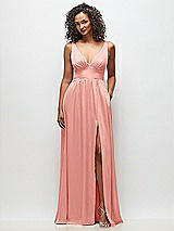 Alt View 2 Thumbnail - Rose Deep V-Neck Shirred Skirt Maxi Dress with Convertible Straps
