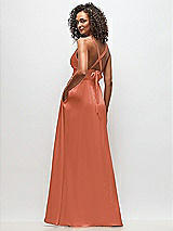 Alt View 4 Thumbnail - Terracotta Copper Deep V-Neck Shirred Skirt Maxi Dress with Convertible Straps