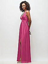 Alt View 3 Thumbnail - Tea Rose Deep V-Neck Shirred Skirt Maxi Dress with Convertible Straps