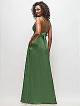 Alt View 4 Thumbnail - Vineyard Green Deep V-Neck Shirred Skirt Maxi Dress with Convertible Straps