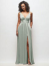 Alt View 2 Thumbnail - Willow Green Deep V-Neck Shirred Skirt Maxi Dress with Convertible Straps