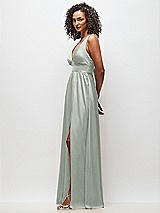 Alt View 3 Thumbnail - Willow Green Deep V-Neck Shirred Skirt Maxi Dress with Convertible Straps