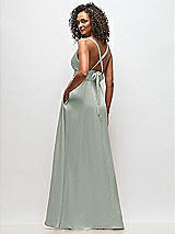 Alt View 4 Thumbnail - Willow Green Deep V-Neck Shirred Skirt Maxi Dress with Convertible Straps
