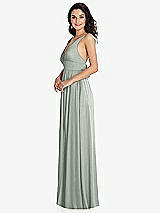 Side View Thumbnail - Willow Green Deep V-Neck Shirred Skirt Maxi Dress with Convertible Straps