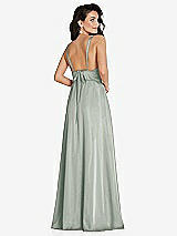 Rear View Thumbnail - Willow Green Deep V-Neck Shirred Skirt Maxi Dress with Convertible Straps