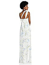 Alt View 2 Thumbnail - Bleu Garden Draped Chiffon Grecian Column Gown with Convertible Straps