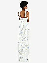 Rear View Thumbnail - Bleu Garden Draped Chiffon Grecian Column Gown with Convertible Straps