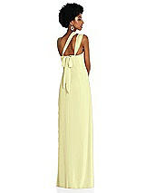 Alt View 2 Thumbnail - Butter Yellow Draped Chiffon Grecian Column Gown with Convertible Straps