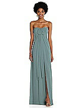 Alt View 3 Thumbnail - Icelandic Draped Chiffon Grecian Column Gown with Convertible Straps