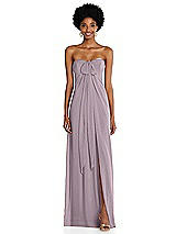 Alt View 3 Thumbnail - Lilac Dusk Draped Chiffon Grecian Column Gown with Convertible Straps