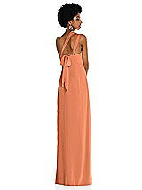 Alt View 2 Thumbnail - Sweet Melon Draped Chiffon Grecian Column Gown with Convertible Straps