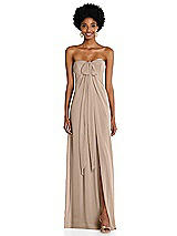 Alt View 3 Thumbnail - Topaz Draped Chiffon Grecian Column Gown with Convertible Straps