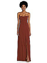 Alt View 3 Thumbnail - Auburn Moon Draped Chiffon Grecian Column Gown with Convertible Straps