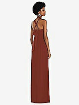 Side View Thumbnail - Auburn Moon Draped Chiffon Grecian Column Gown with Convertible Straps